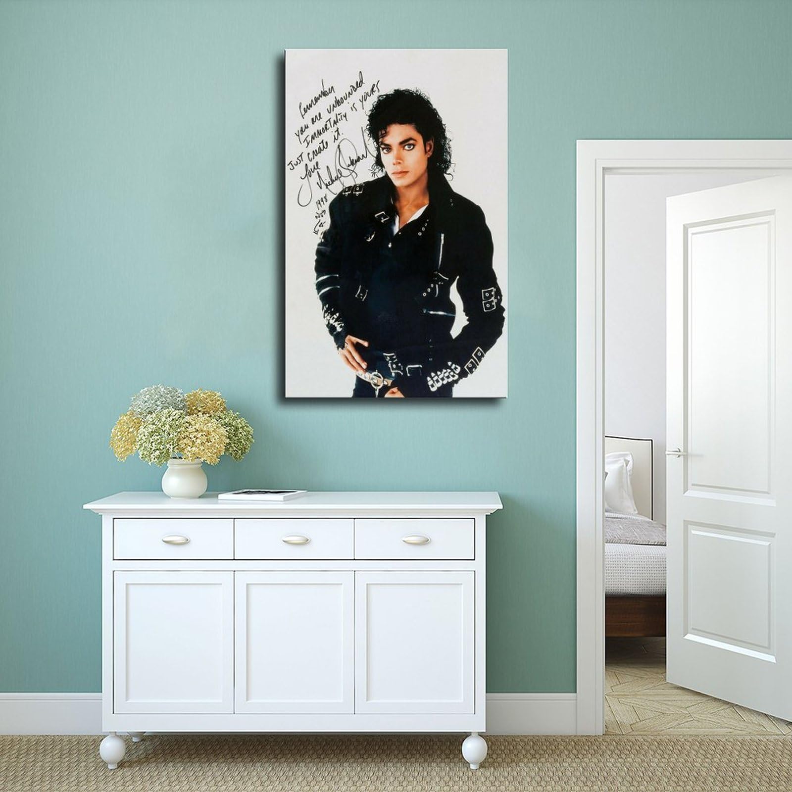 Poster su tela con copertina di album del cantante Michael Jackson Thriller, decorazione artistica da parete per soggiorno e camera da letto, senza cornice, 60 x 60 cm