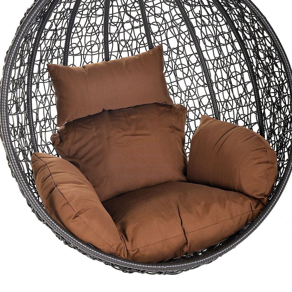 HOME DELUXE - Fauteuil Suspendu Cielo - Gris, Panier Seul - Coussins d'assise et de Dossier Inclus I Chaise Suspendue en Poly rotin Balançoire de Jardin Panier Suspendu