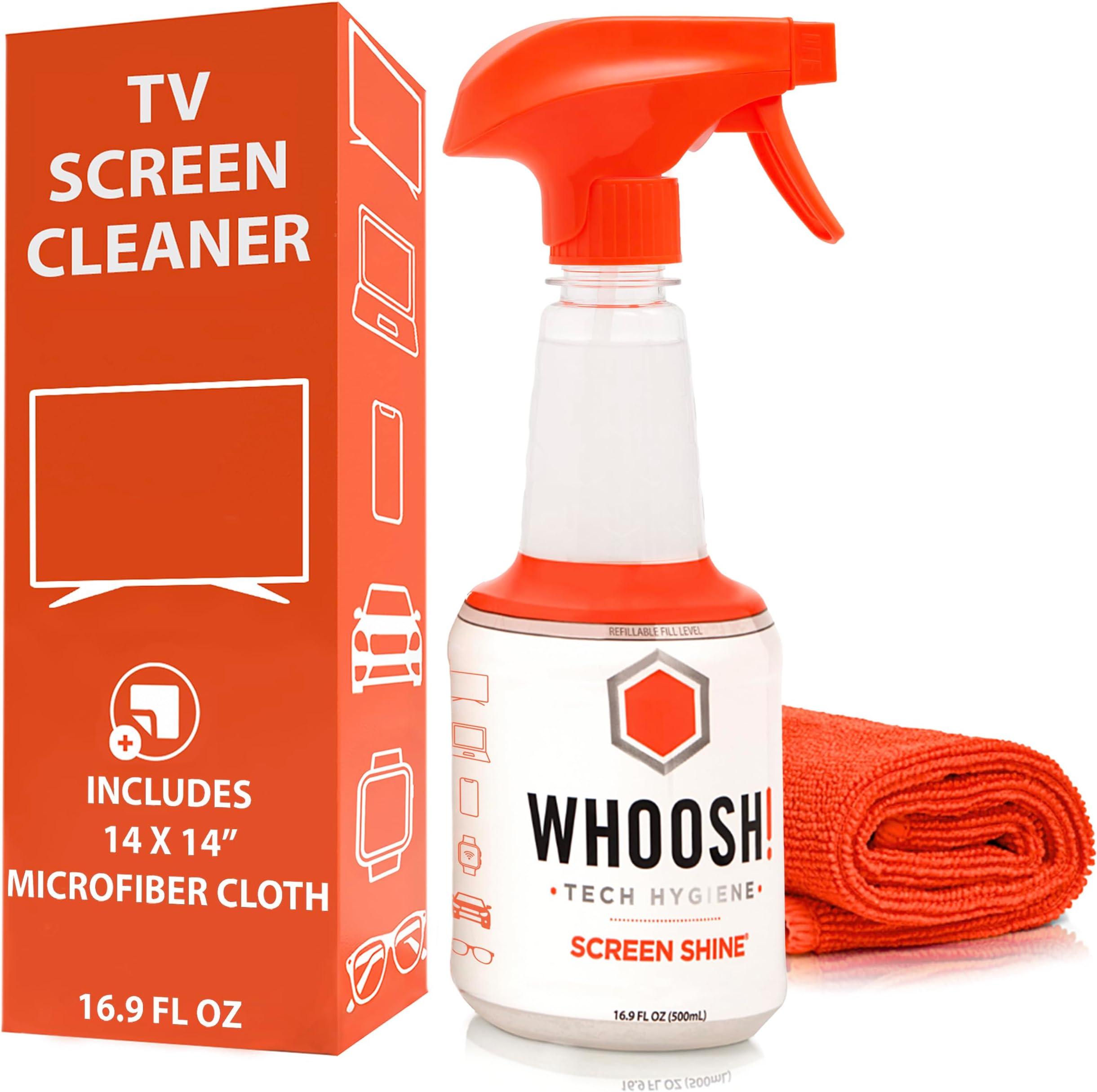 WHOOSH Award-Winning Screen Cleaner - Safe for All Screens - 500ml/16.9fl. oz