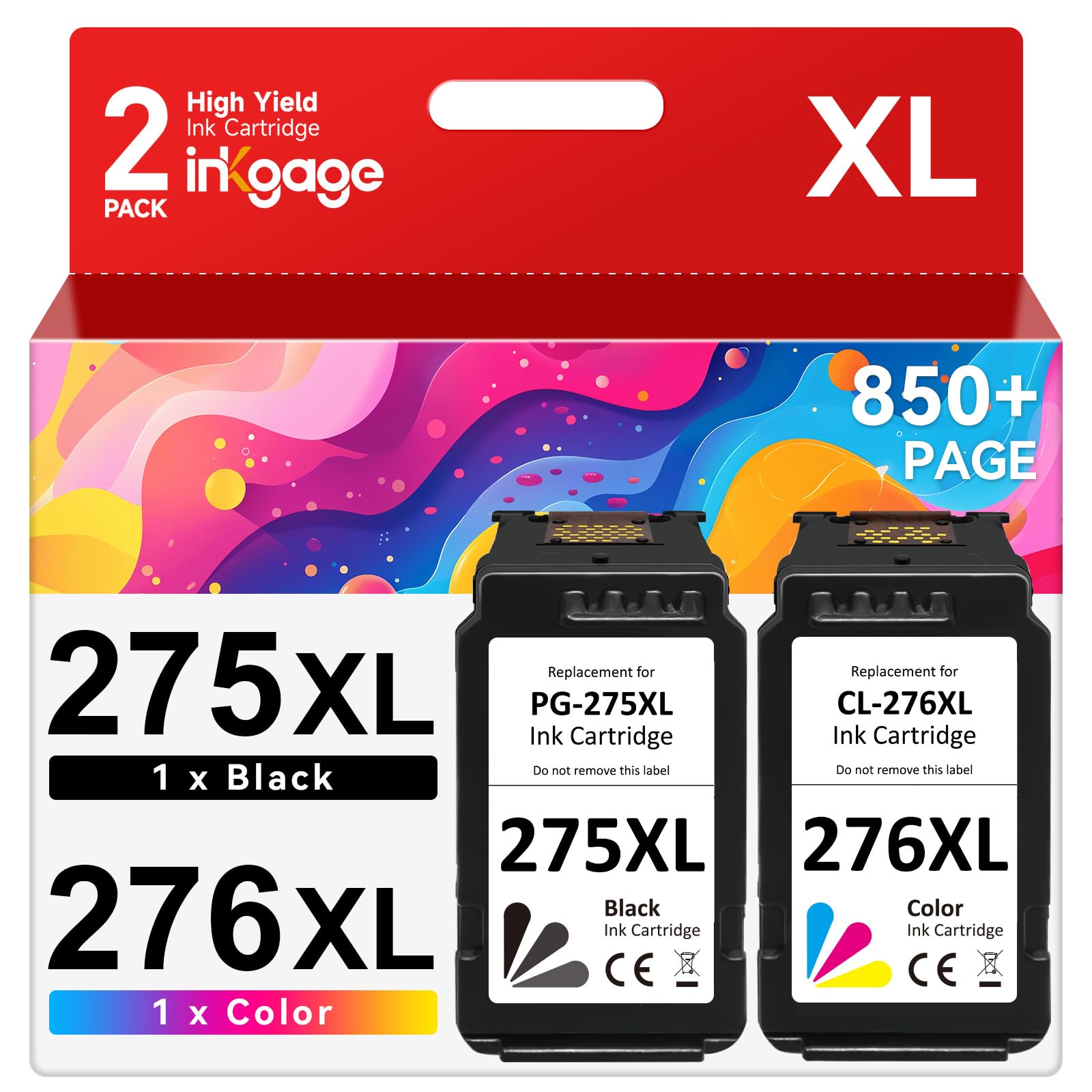 Photo 1 of PG-275XL CL-276XL Compatible for Canon 275 and 276 Ink Cartridges for Canon Ink 275 and 276 PG-275 CL-276 fit for Canon PIXMA TS3722 TR4720 TS3500 TS3522 TR4700 TR4722 TS3720 Printer