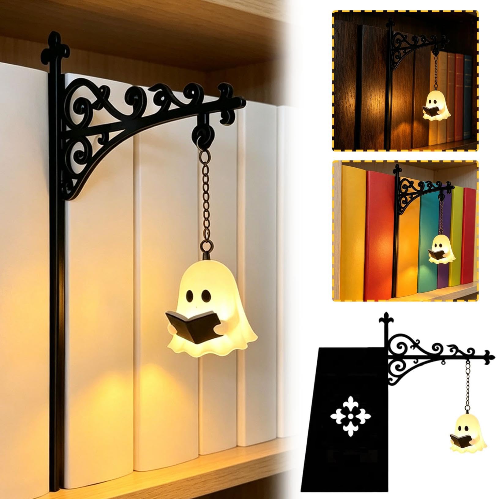 Bookshelf Lamp, Library Lantern Decorative Bookshelf Lighting – Antique LED Book Nook Lamp Ornament for Study, Reading Corner, Gift for Book Lovers (A)