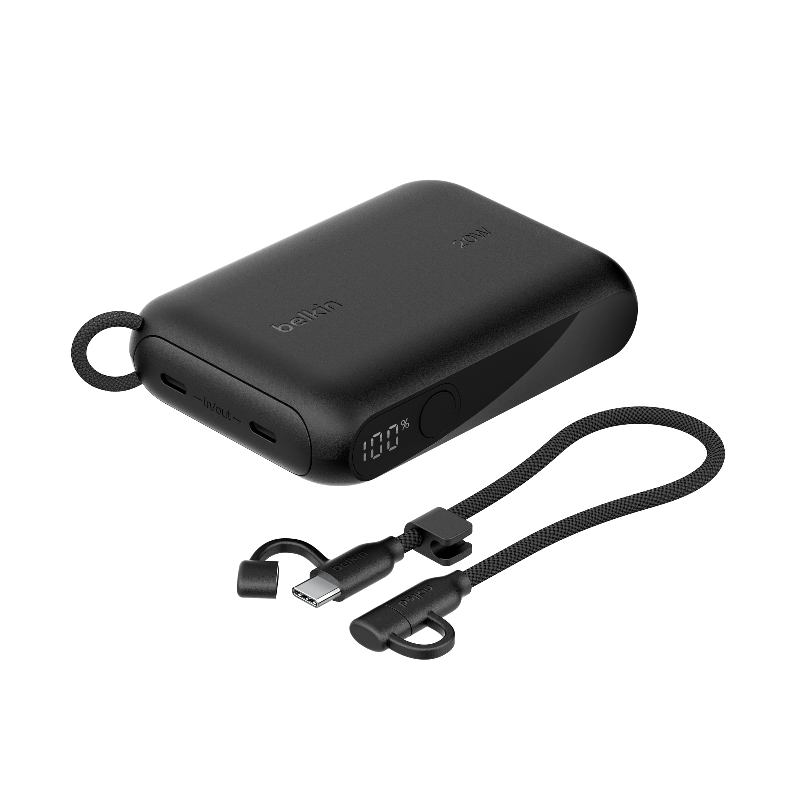 Belkin BPB027fqBK Mobile Battery with Disney Play (10,000 mAh, 20 W, Built-in USB-C Cable), Up to 20 W, PPS Compatible, Supports iPhone & Android Smartphones, Simultaneous Charging, Supports 2 Devices
