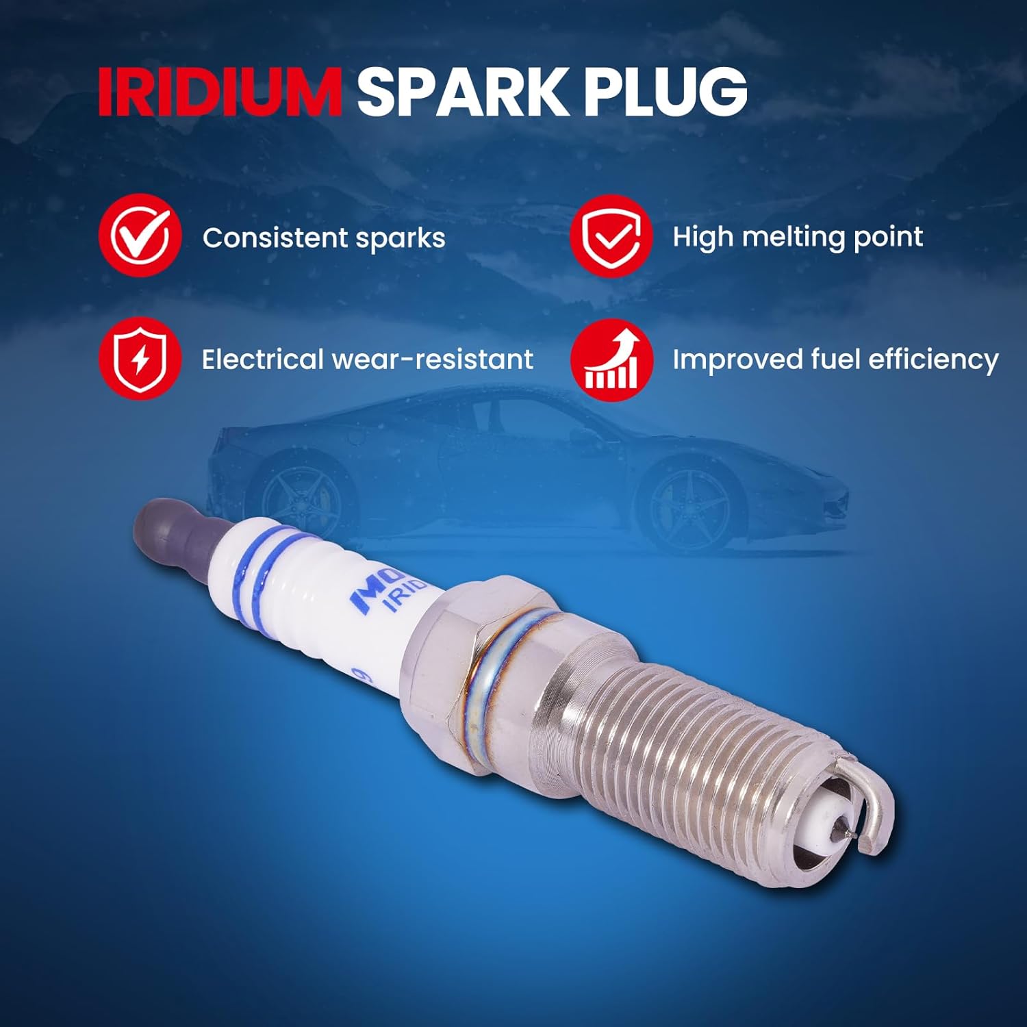 MOCA 6Pcs Spark Plugs 41103 Fit 04-12 for Chevrolet Colorado 2.9L, 02-12 for GMC Canyon 2.9L, 06-10 for Pontiac G6 2.4L, 03-08 for Isuzu Ascender 4.2L, 07-10 for Hummer H3 3.7L