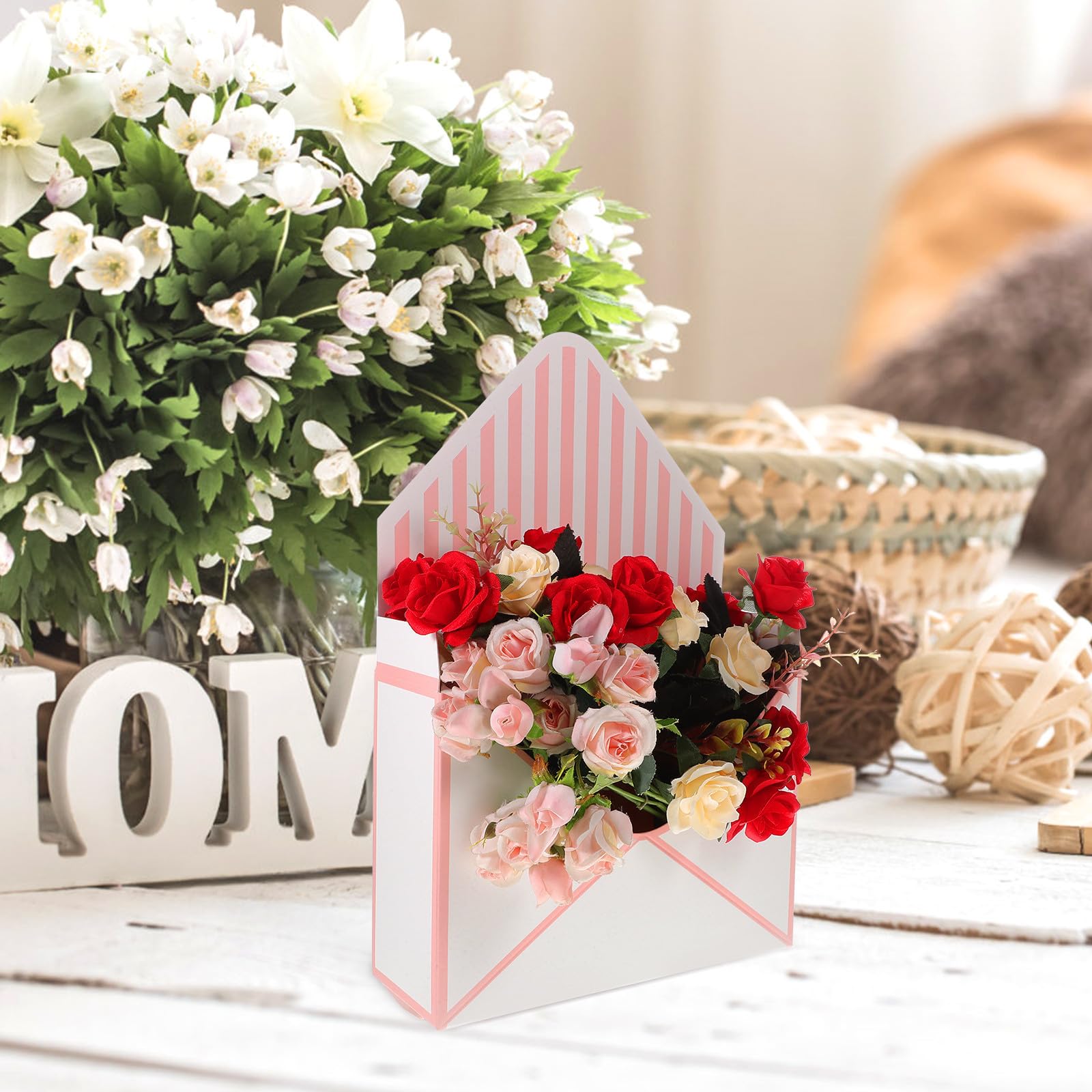 Artibetter 10 Stück Elegante Umschlagförmige Geschenk Verpackungsbox aus Papier in Rosa Praktische und Berührungsempfindliche Blumenverpackung für Weihnachten und Geburtstage