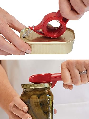 Miniatura 6 de Kuhn Rikon Auto Safety Master Abridor para latas, botellas y tarros, 9 x 2.75 pulgadas, rojo