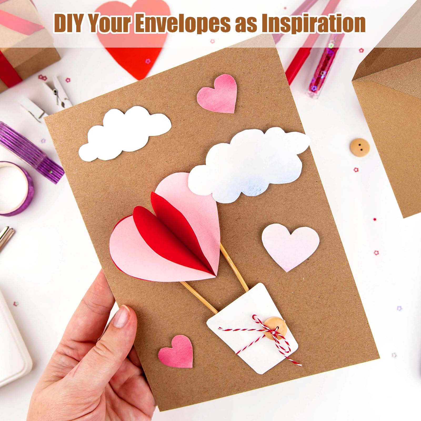 Lot De 50 Enveloppes En Papier Kraft - Format DIN Long - Vertes