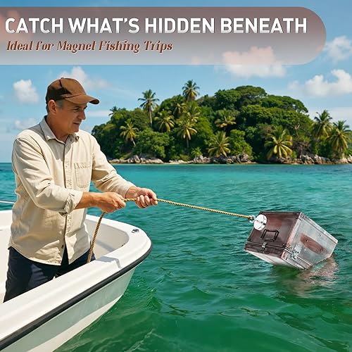 Miniatura 42 de FINDMAG Imán de pesca súper fuerte, fuerza de tracción de 1000 libras, imán de neodimio de tierras raras con ojal de agujero avellanado, imanes