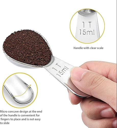 Miniatura 11 de Jasni Cuchara medidora de acero inoxidable, 1 cucharada de café, juego de 3