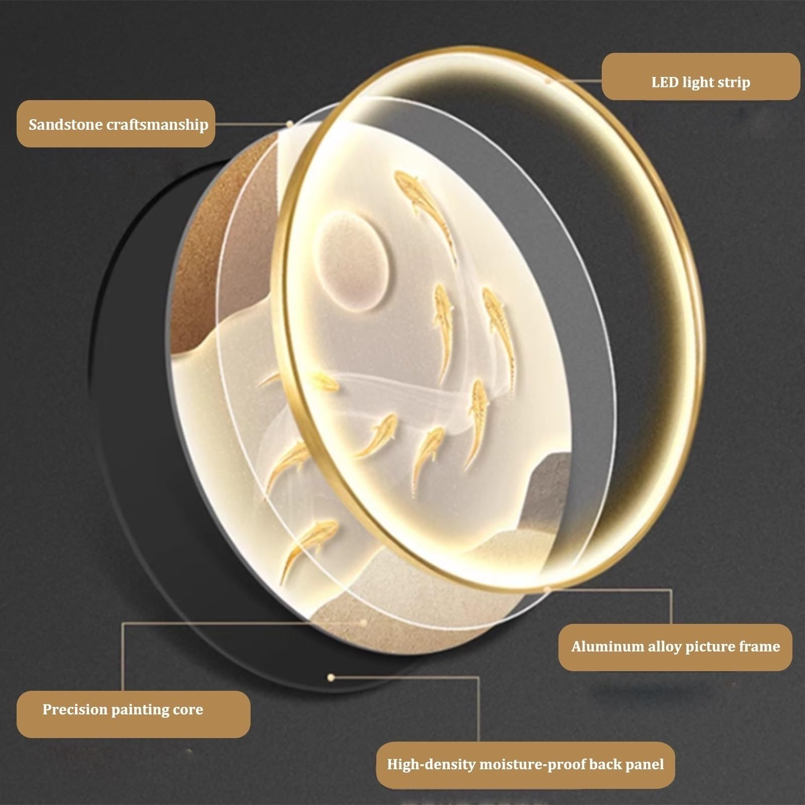 Lampada da parete a forma di luna (50 cm) con telecomando e illuminazione LED 3D