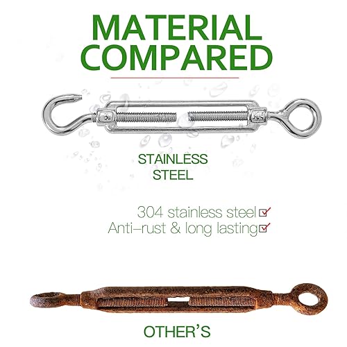 Miniatura 137 de Tensor de ojo y ojo M6, tensor de acero inoxidable 304 resistente tensión de cuerda de alambre 5 PC