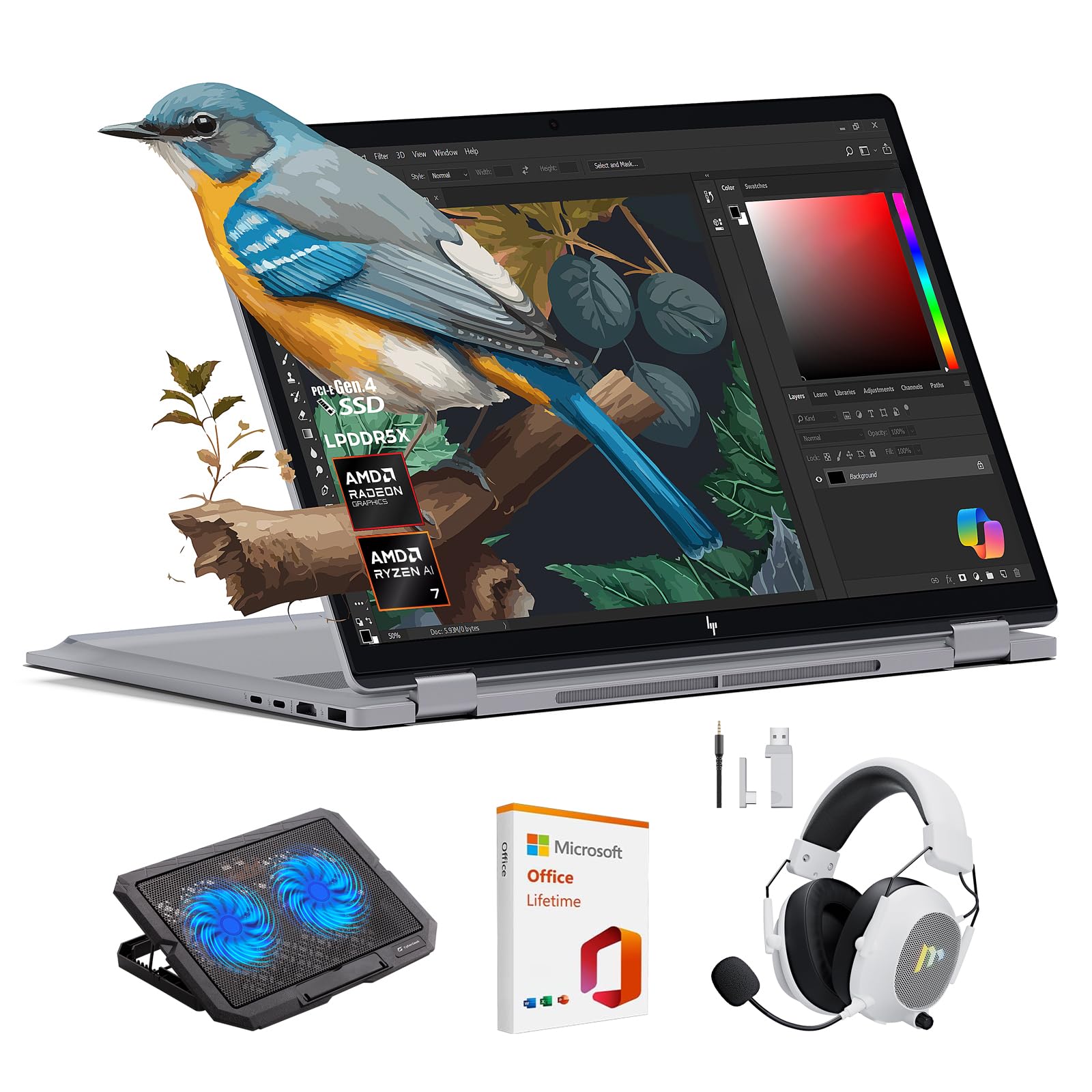 HP 2025 New Envy x360 2-in-1 Laptop, OmniBook X Flip 14" Touchscreen 2K IPS Display, AMD Ryzen AI 7 350, 24GB RAM, 2TB SSD, WiFi 6E, Backlit Keyboard,