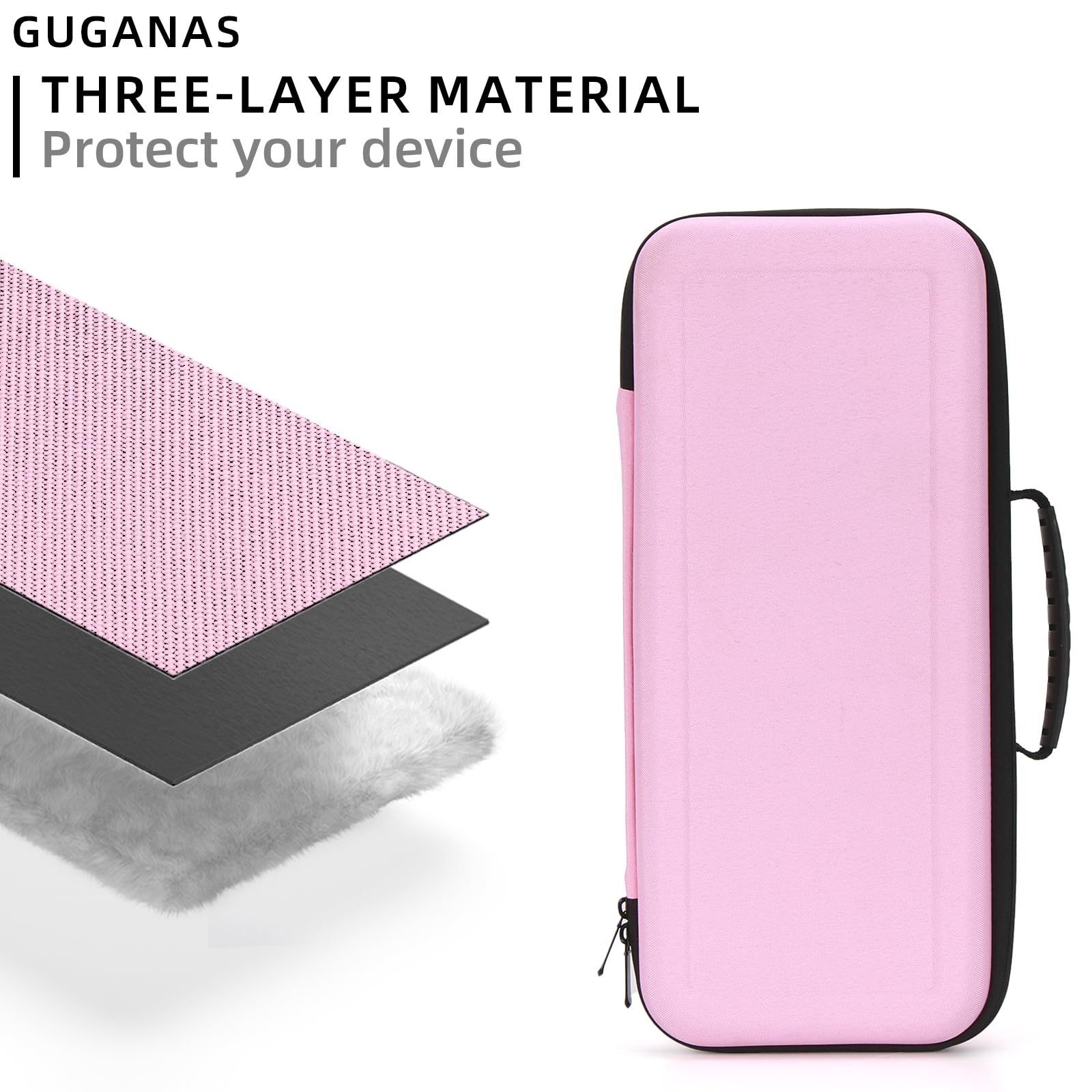 Funda rígida de viaje compatible con alisador de pelo Dyson Airstraight HT01 y fuente de alimentación, impermeable y a prueba de golpes, Pink, 1,5 pulgadas, Cary