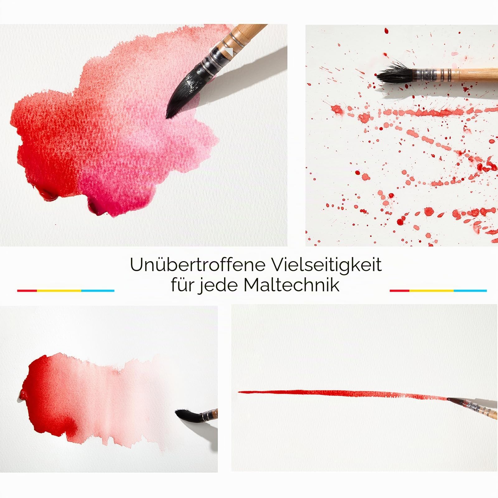 MEEDEN Aquarellpinsel Set 9 Stück Synthetisches Eichhörnchenhaar Buchenholzgriff