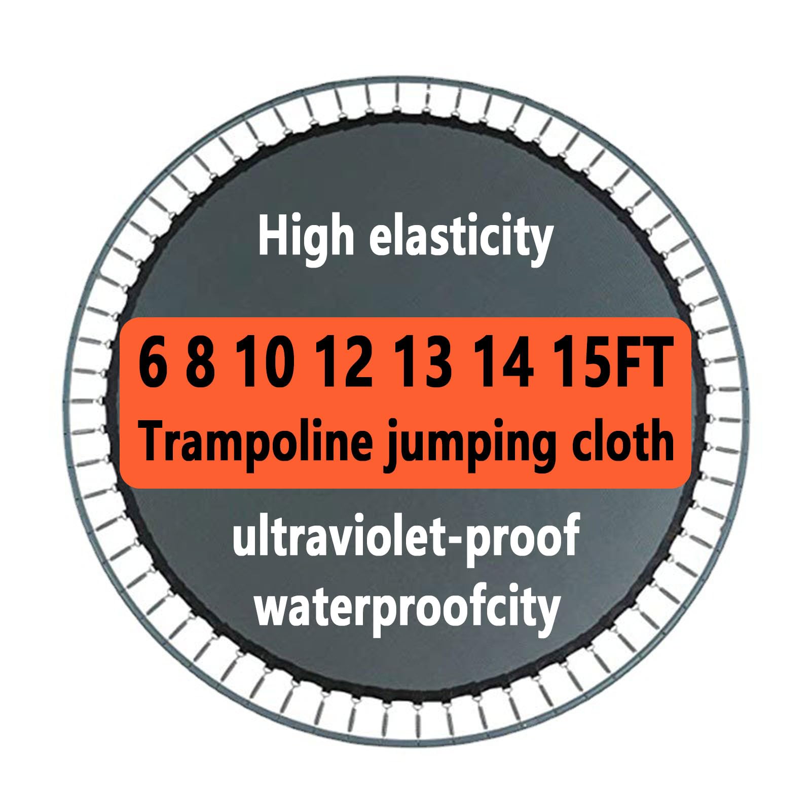 Replacement Trampoline Mat With V-Hooks – Fits 12ft Round Frame – 8-Row Stitching For Durability
