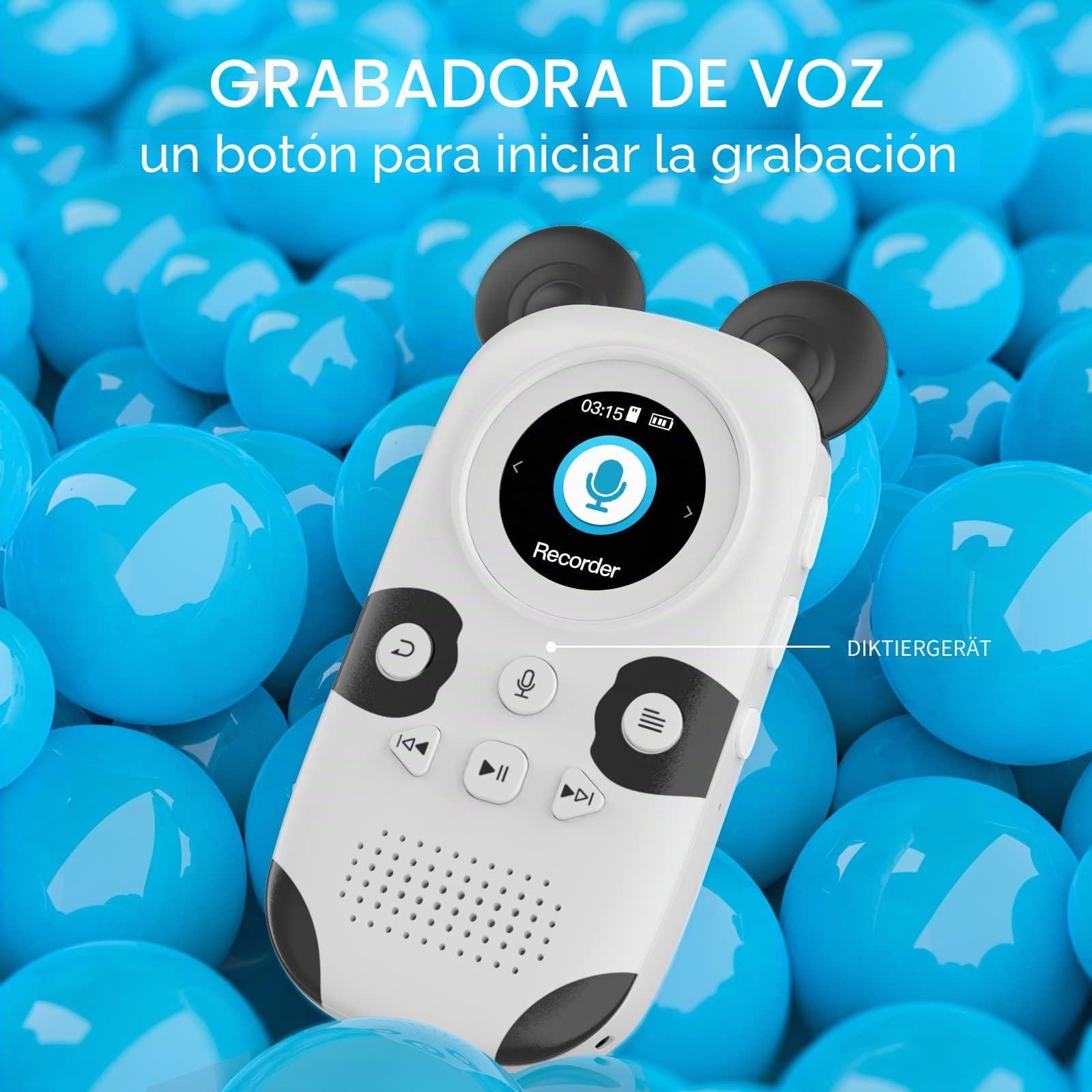 Reproductor MP3 para niños de 32 GB Bluetooth 5.0 con Altavoz para Auriculares Soporta Radio FM, Despertador, grabación con botón ON, función cronómetro