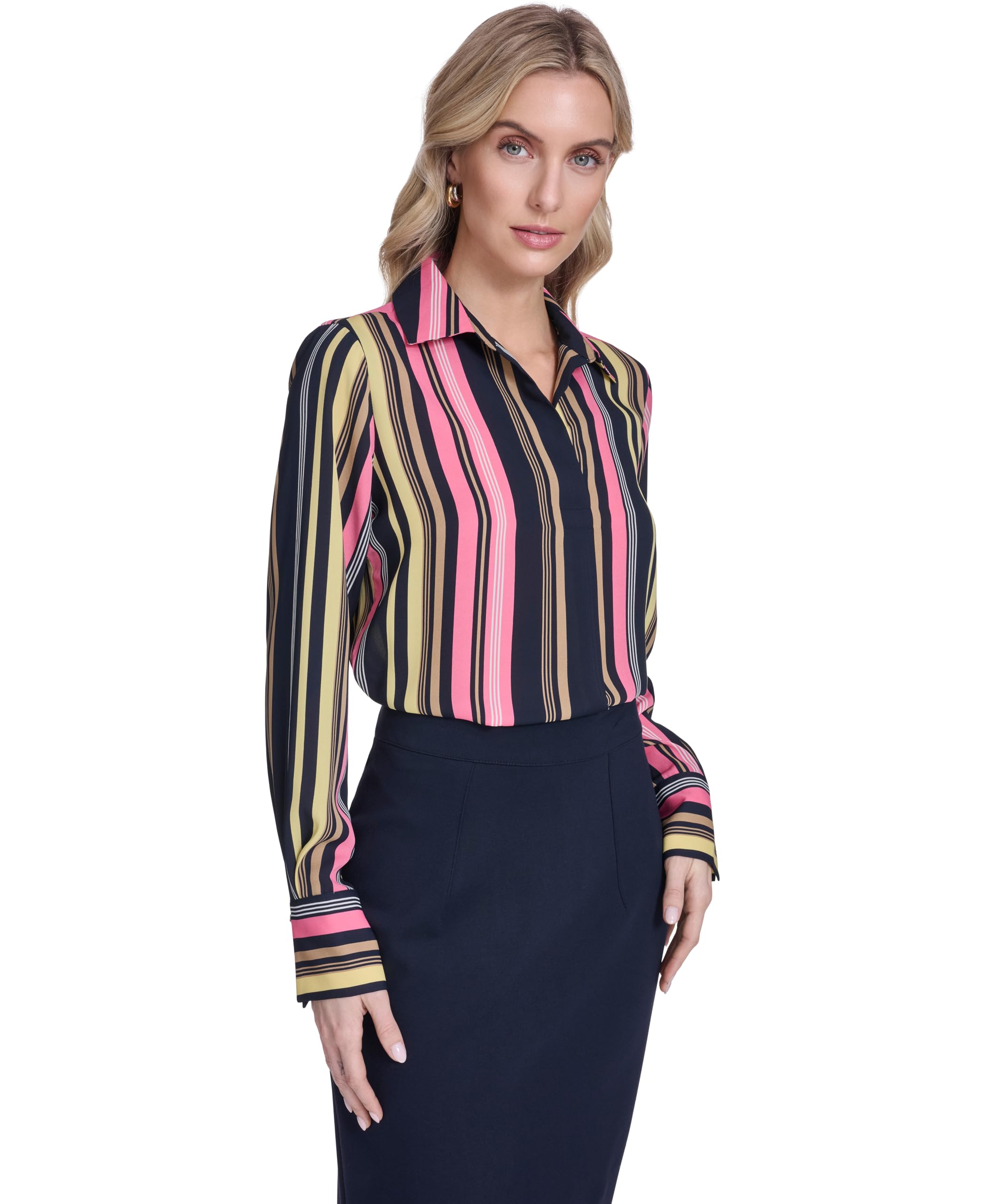 

                                                    Tommy Hilfiger Women's Long Sleeve Striped Popover