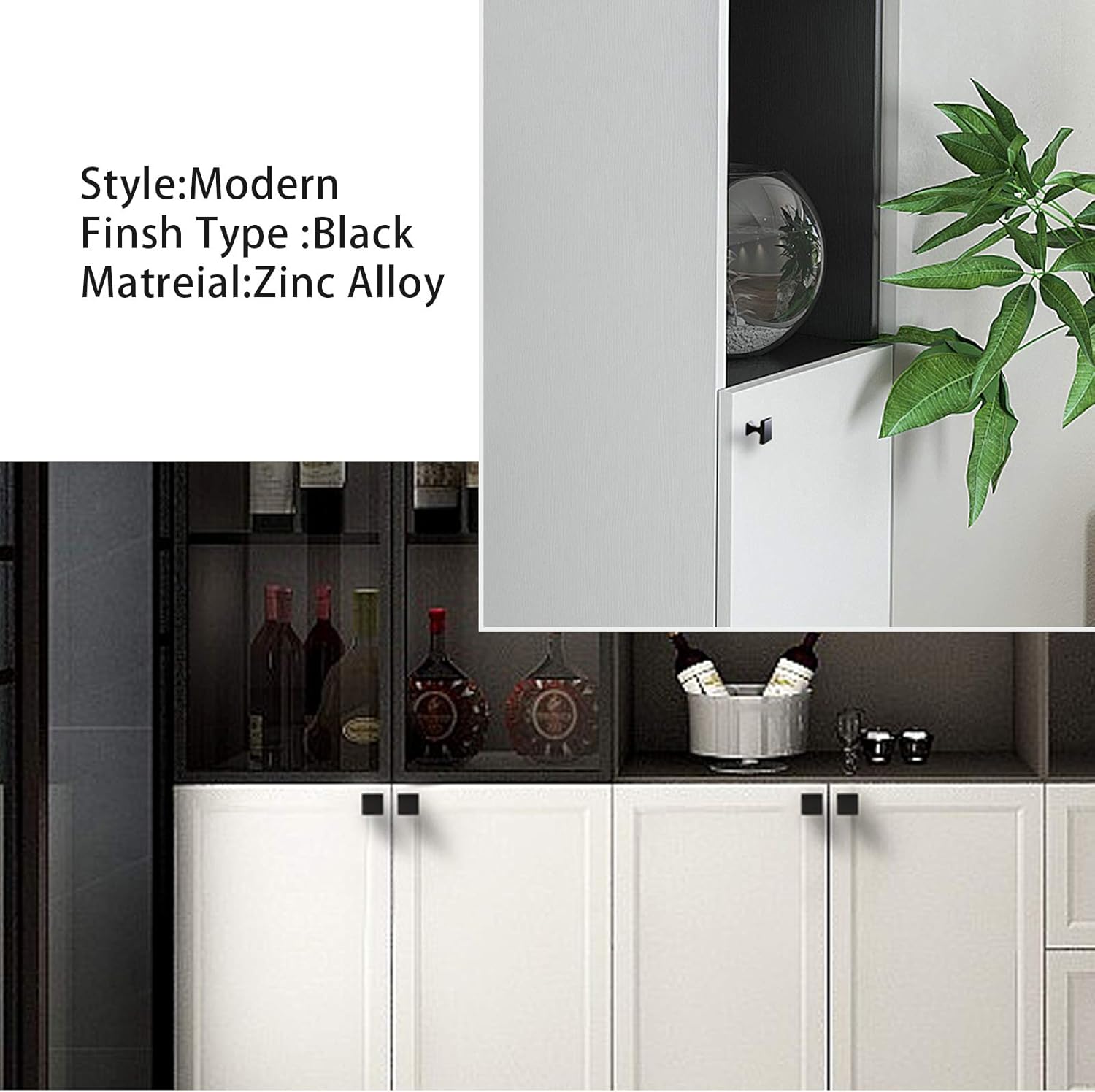 homdiy 15 Pack Black Cabinet Knobs Drawer Knobs - Solid Square Dresser Knobs MO6785BK Kitchen Cabinet Hardware Black Kitchen Hardware for Dresser Drawers