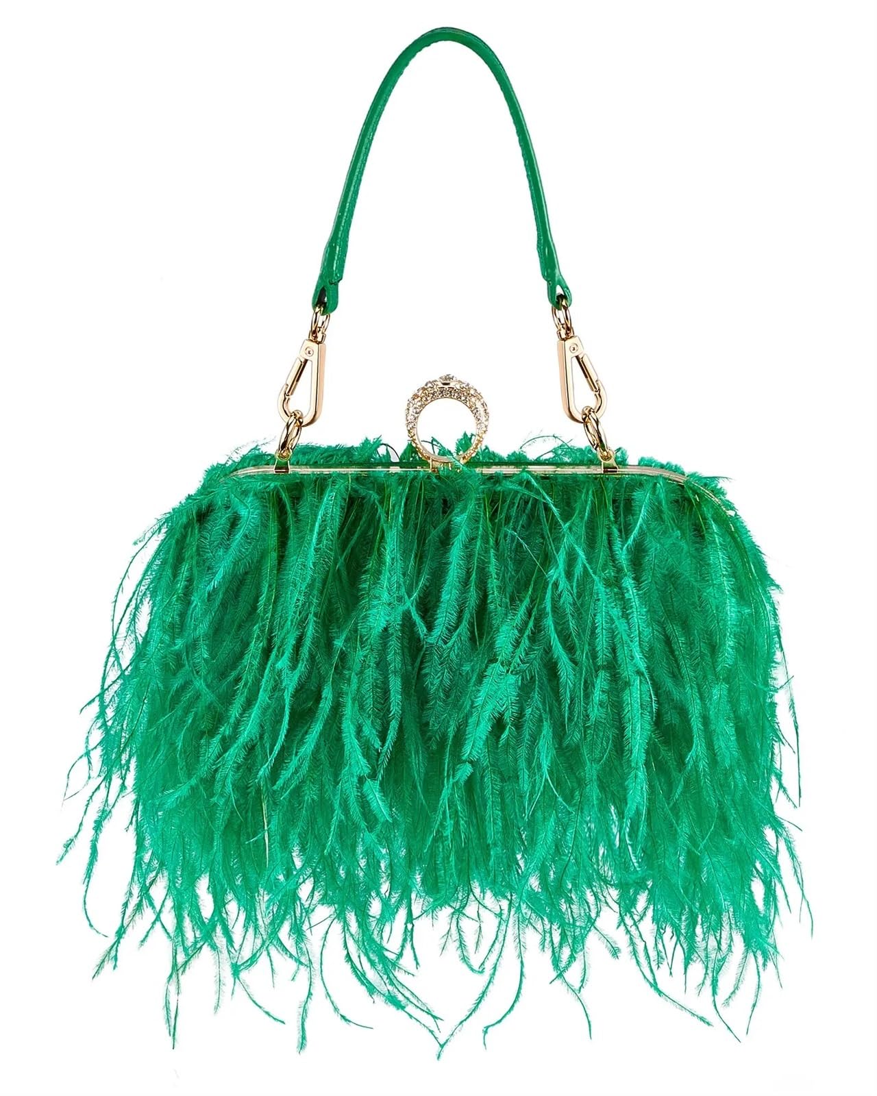 Bolso de Plumas Bolso de Noche con Plumas, Bolsos de Mano for Mujer, Bolsos de Fiesta de Noche, Bolsos de Mano for Mujer, Cadenas(Green)