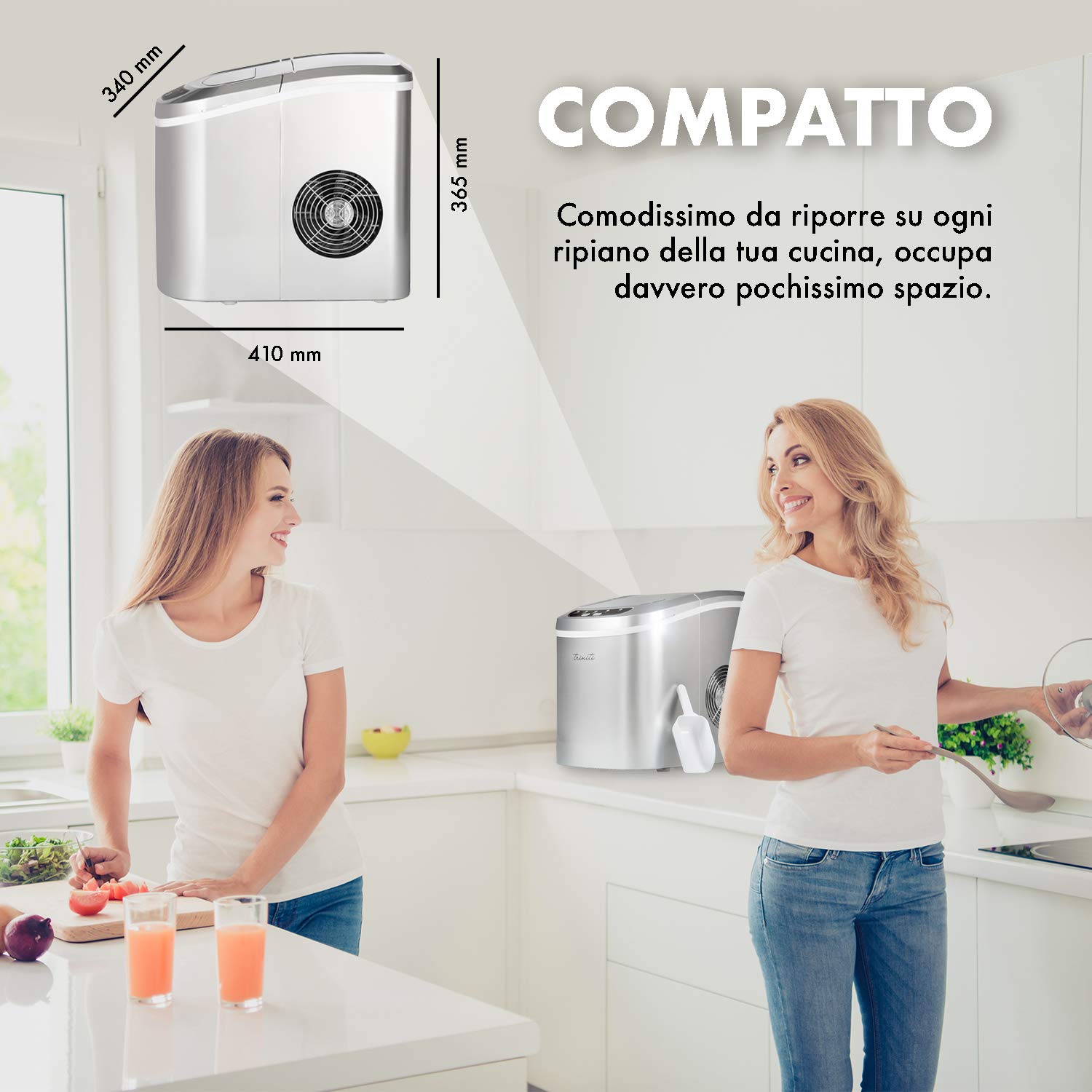 MACCHINA PER CUBETTI DI GHIACCIO FABBRICATORE TRINITI 15 KG IN 24H ICE MAKER