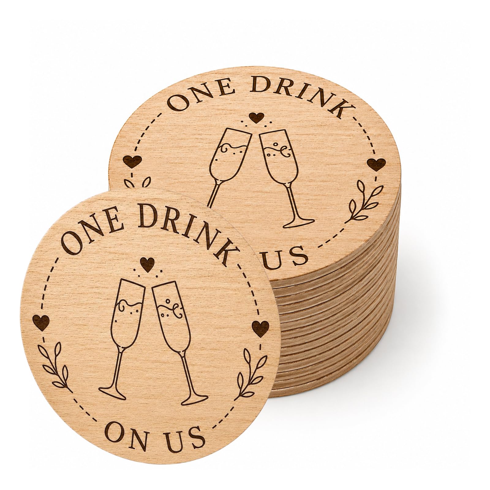 50 Pcs Drink Tokens for Wedding, Personalised Wedding Favours for Guests