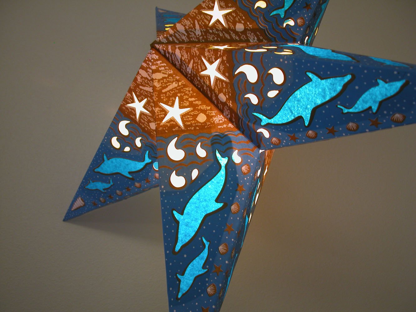 Whirled Planet Dolphin Paper Star Lantern in Blue