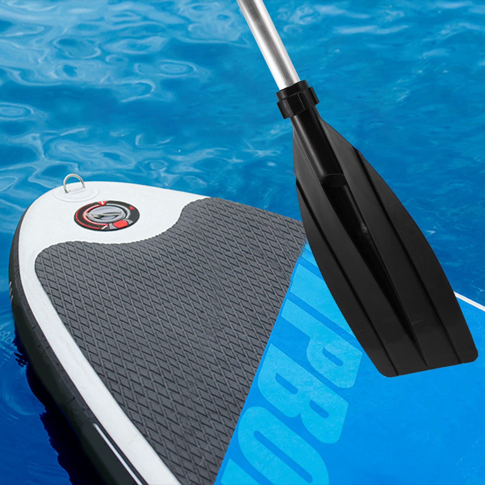 Lot de 2 pagaies de canoë réglables et amovibles en aluminium pour bateau, kayak (noir, 126-136 cm)