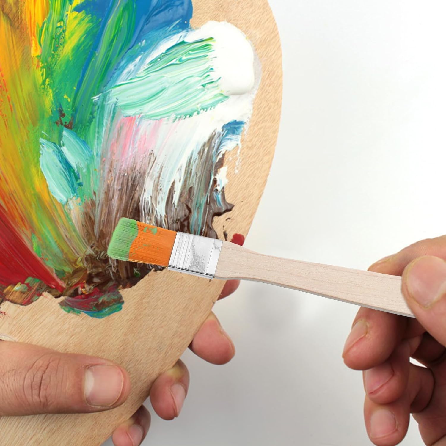 45 Pcs Flat Painting Brushes Small Bulk Painting Brush Paint Brush Set with Wood Handle for Walls,Touch Up,Cabinets,Fences,Art,0.59" Brush Head