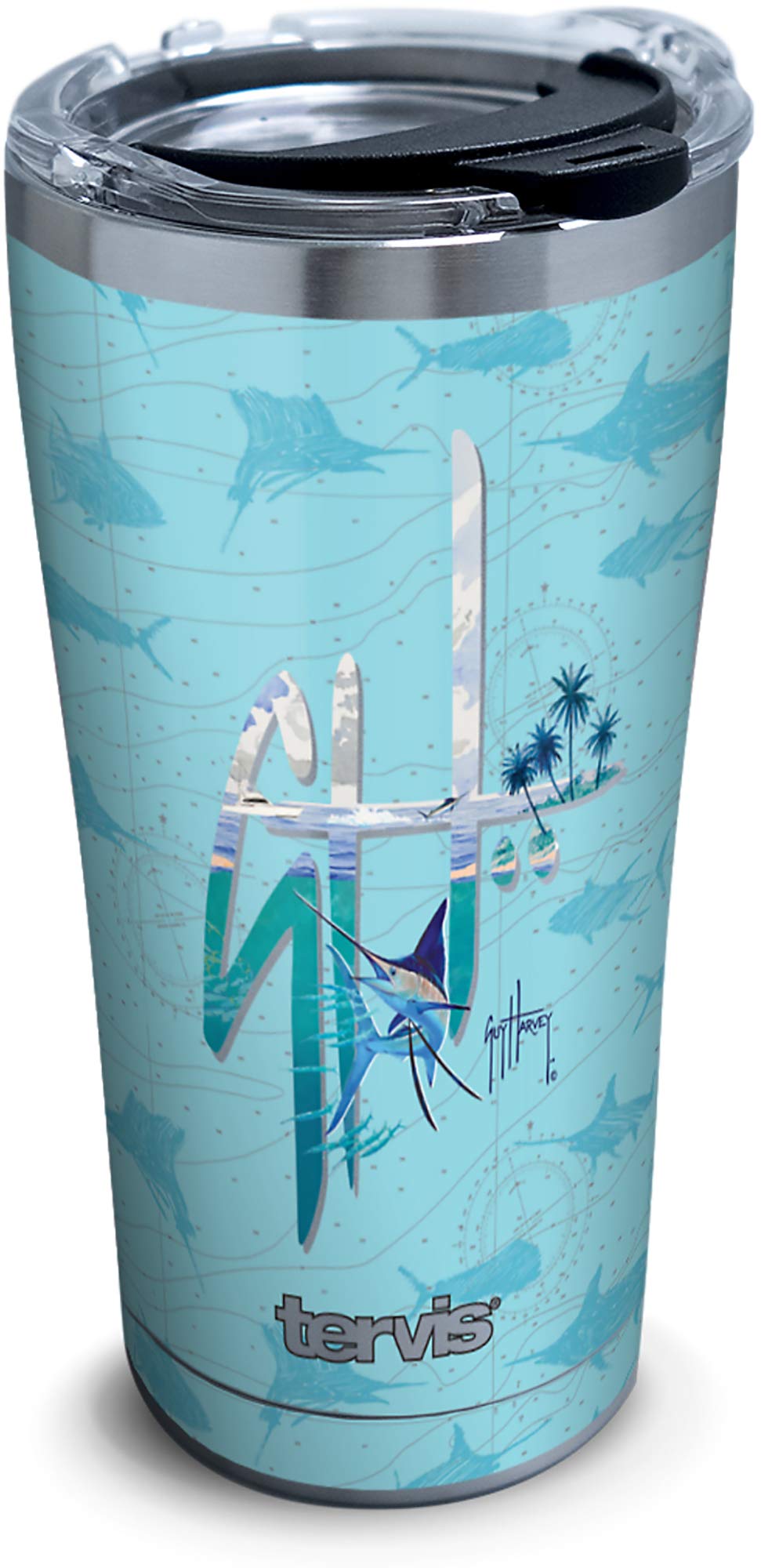 Tervis Triple Walled Guy Harvey Insulated Tumbler Cup Keeps Drinks Cold & Hot, 20oz - Stainless Steel, Signature Pattern