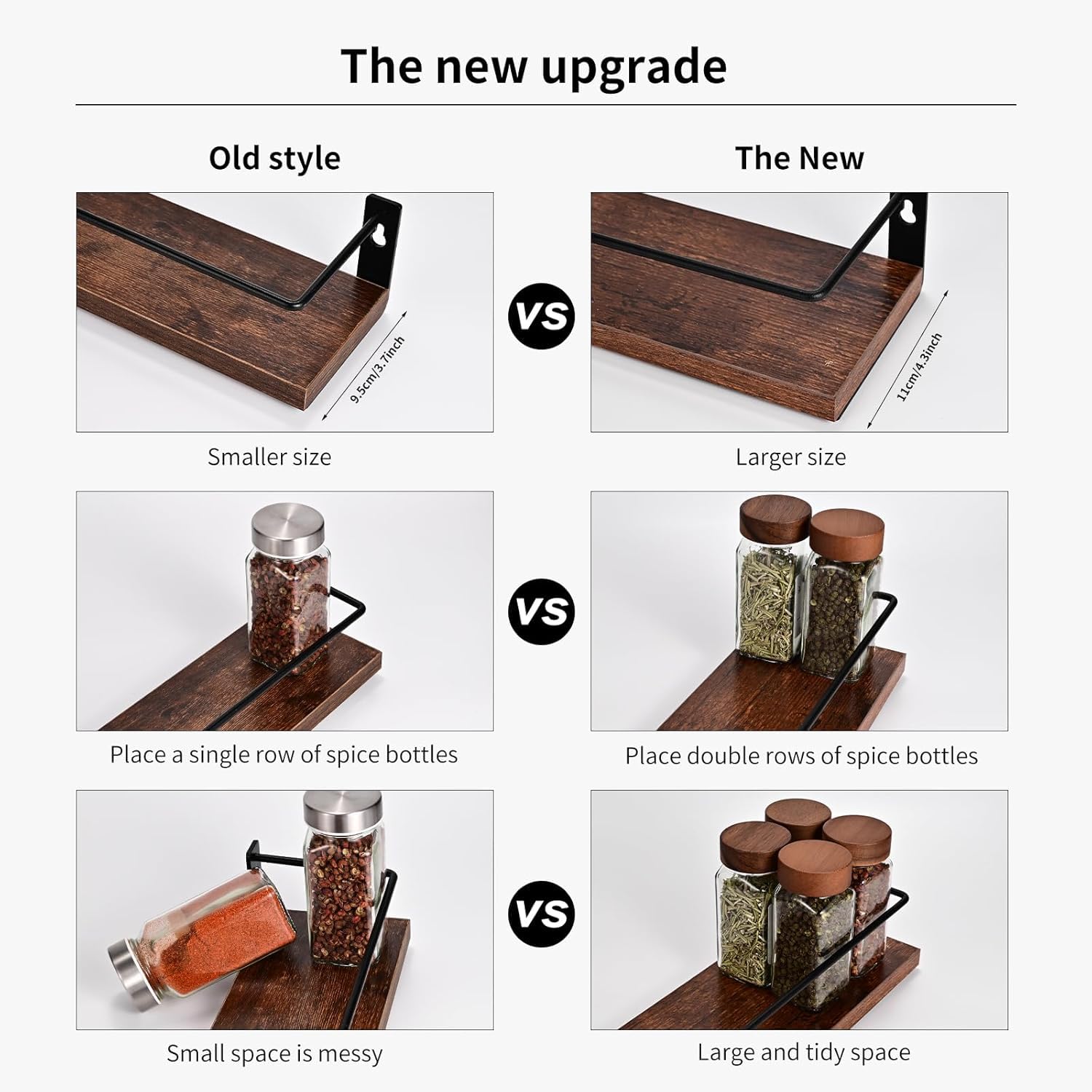 YUFLINX Lot De 4 étagères Murales Flottantes Rustiques En Bois