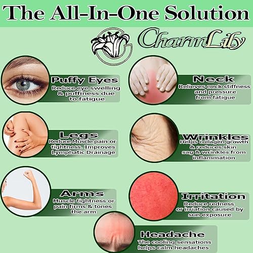 Miniatura 2 de Charmlily - Juego de herramientas masajeadoras de jade y hielo  Gua Sha para cara y ojos para reducir el envejecimiento de las arrugas la migraña el