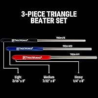 Vista 4 de Juego de 3 batidores triangulares, fabricados en Estados Unidos, instrumento de percusión de acero inoxidable con peso variable, grosor