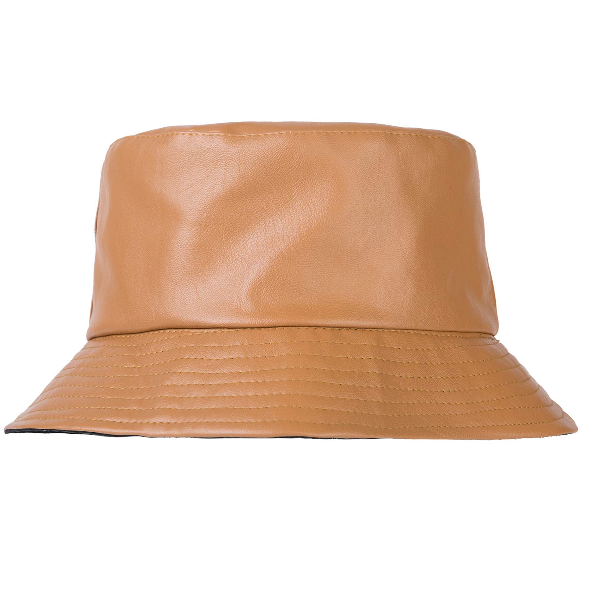 ZLYC Unisex Fashion Bucket Hat PU-Leder Regenhut wasserdicht Fischerhüte