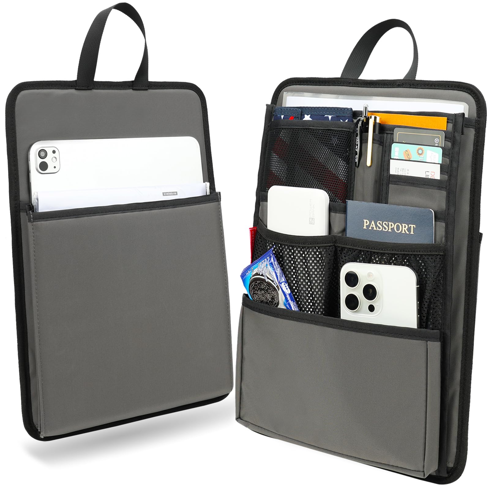 DELTAMANN Slim Rugged Backpack Organizer Insert for Business Casual Men Women -13 Pockets,Padded Nylon,Max 14'' laptop - Grey