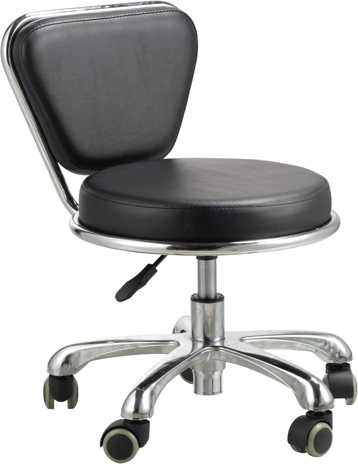Pedicure Stool with Backrest Hydraulic Height Adjustable Rolling Stool for Nail Technicians Nail Salon (Pink)