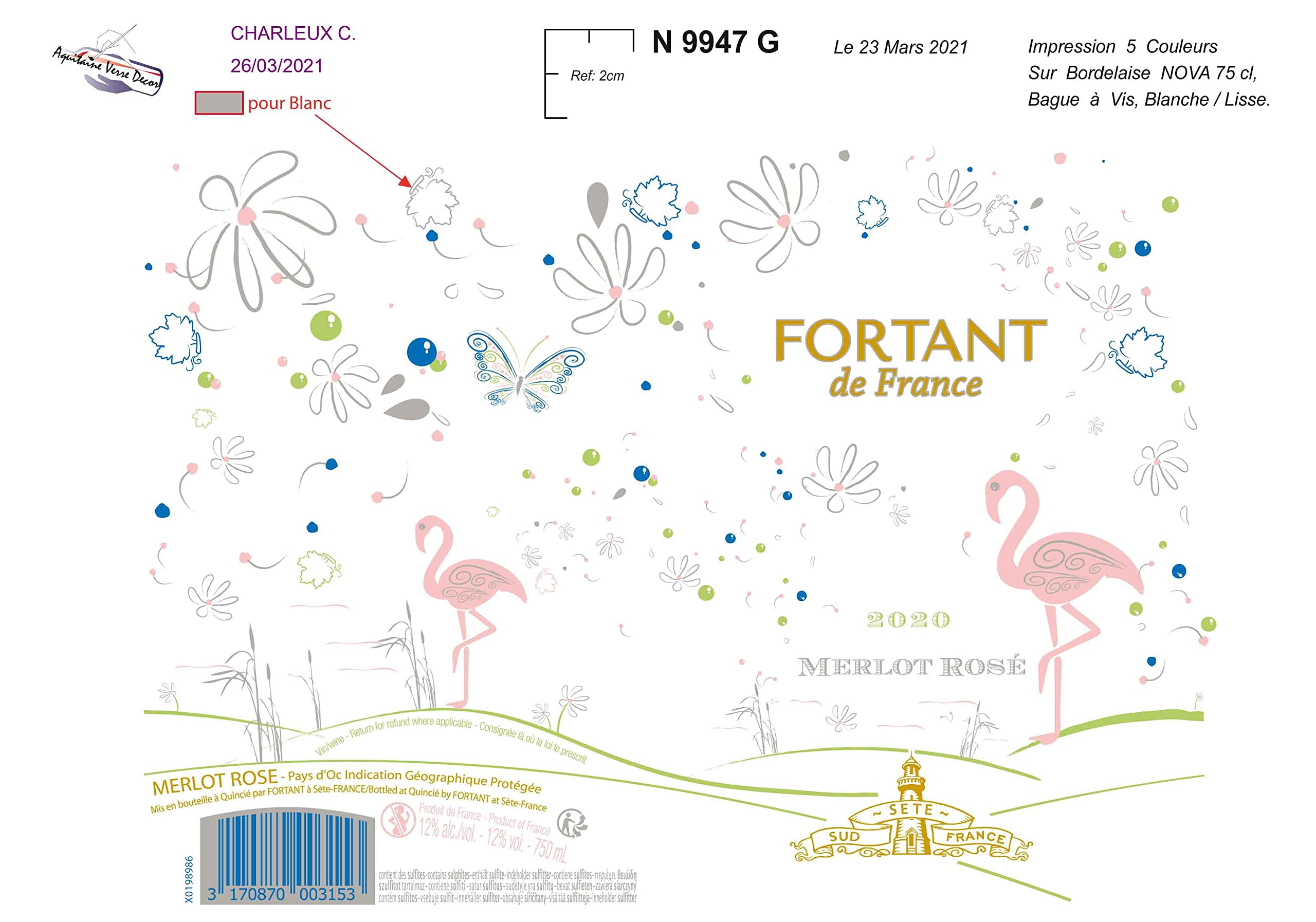 Fortant de France Merlot Rosé Edition Pays d'OC IGP HalbTrocken (1 x 0.75l) (Packung mit 6)