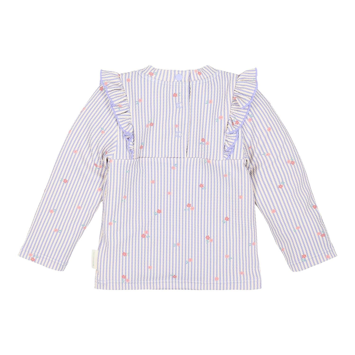 Little Dutch Kinder Badeshirt - Schwimmshirt Langarm - mit Rüschen, Streifen und Druckknöpfe - für Mädchen - Dreamy Stripes - lila/weiß (Gr. 86/92)
