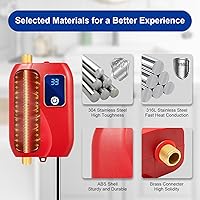 Vista 5 de Calentador de agua eléctrico sin tanque de 3000 W, 110 V, calentador de agua caliente instantáneo con pantalla LED para lavado diario, caravanas