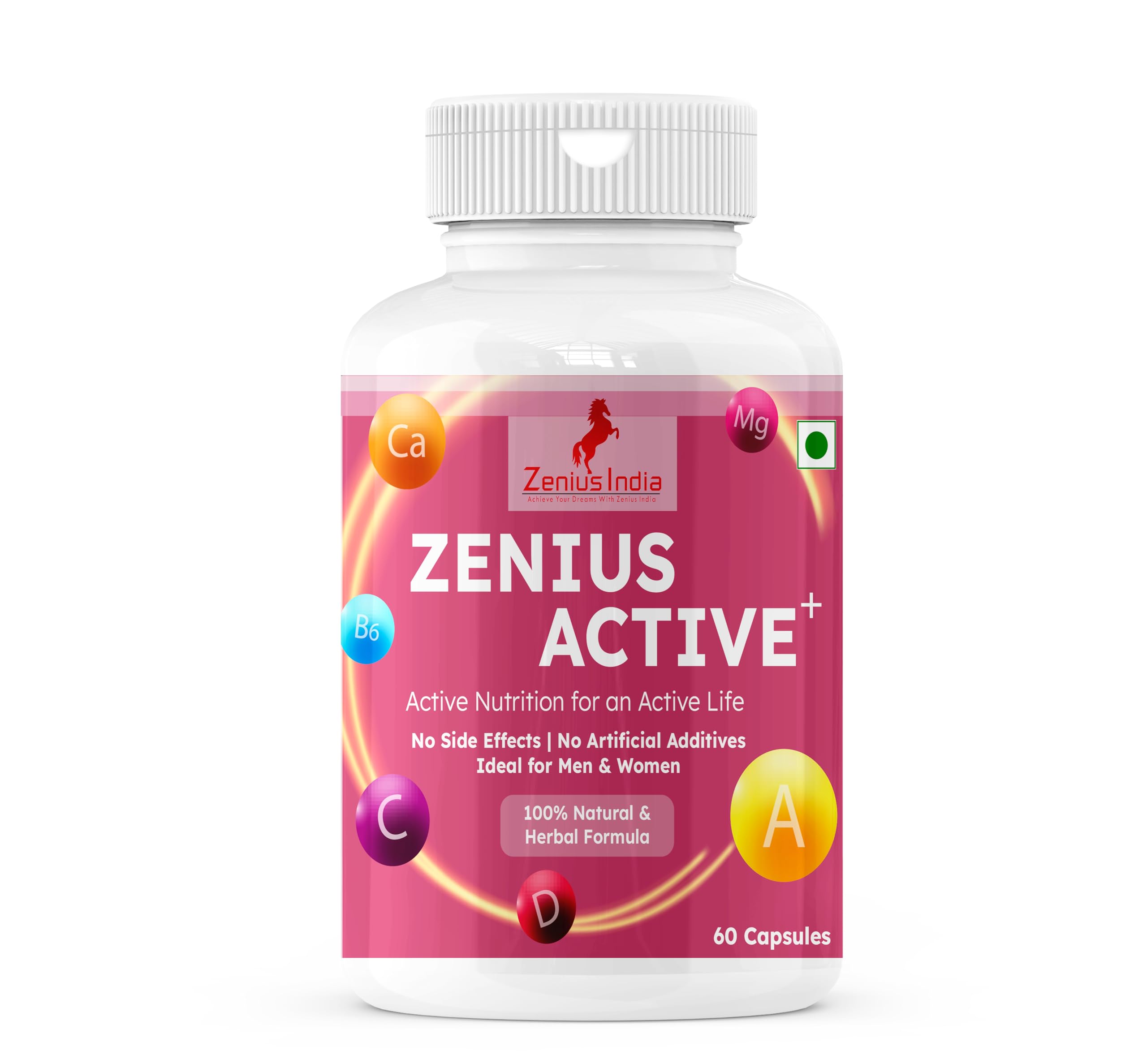 [BRSREBI3C57Q223G] Zenius Active Plus Capsule | Multivitamin Capsules for Men & Women | With 10 Vitamins, Zinc, Magnesium, Calcium for Energy, Strong Joints, Immunity and Heart Health | 60 Capsules (Pack of 1)