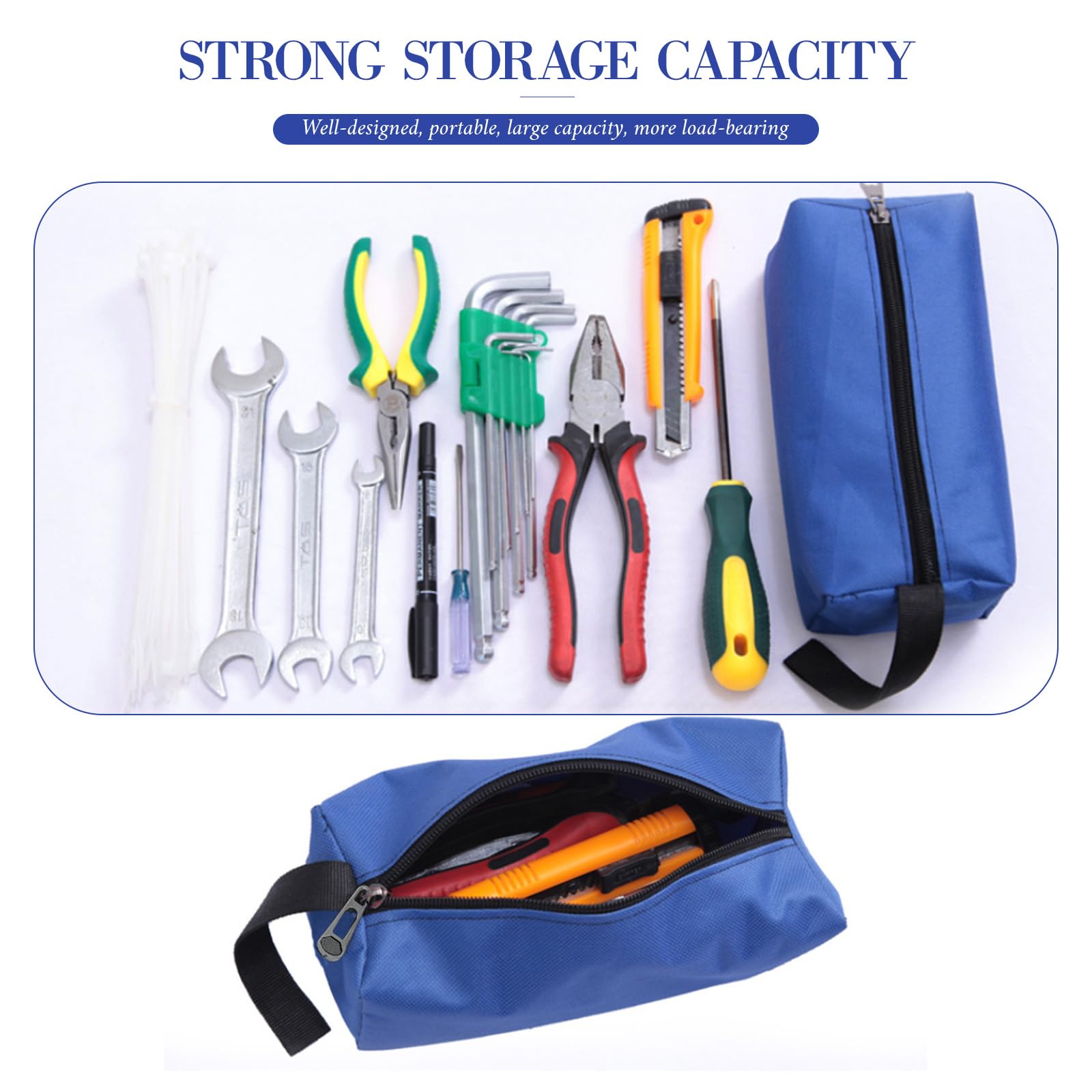 PAITOK 2Pcs Canvas Tool Bag Set, Multipurpose Small Tool Pouch Storage, Zipper Tool Rolls - Image 4