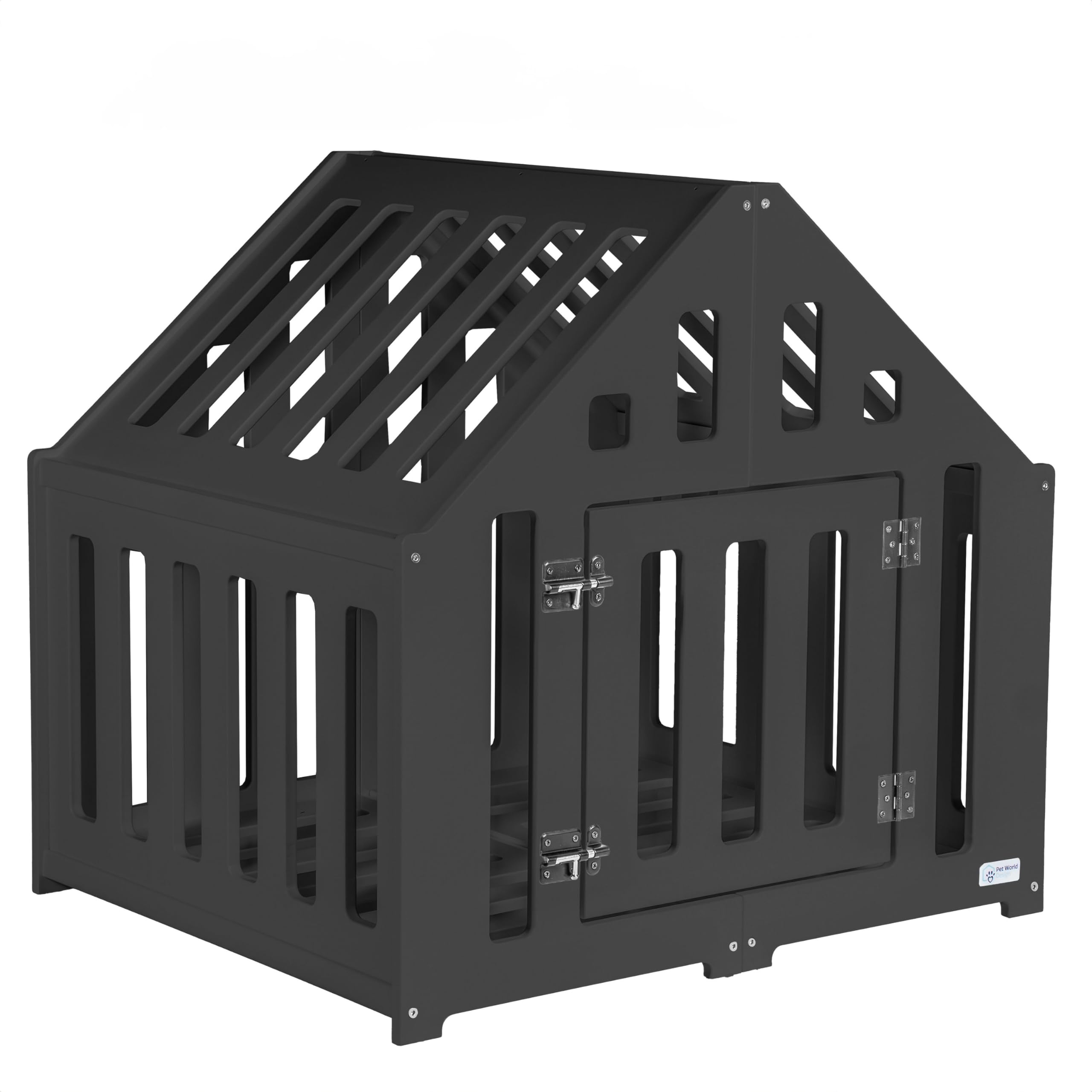Pet World Design Caseta para Perros y Gatos de Interior, Hecha de Madera, Jaula para Perros, Cama, Casa para Mascotas, Cómoda, Negro