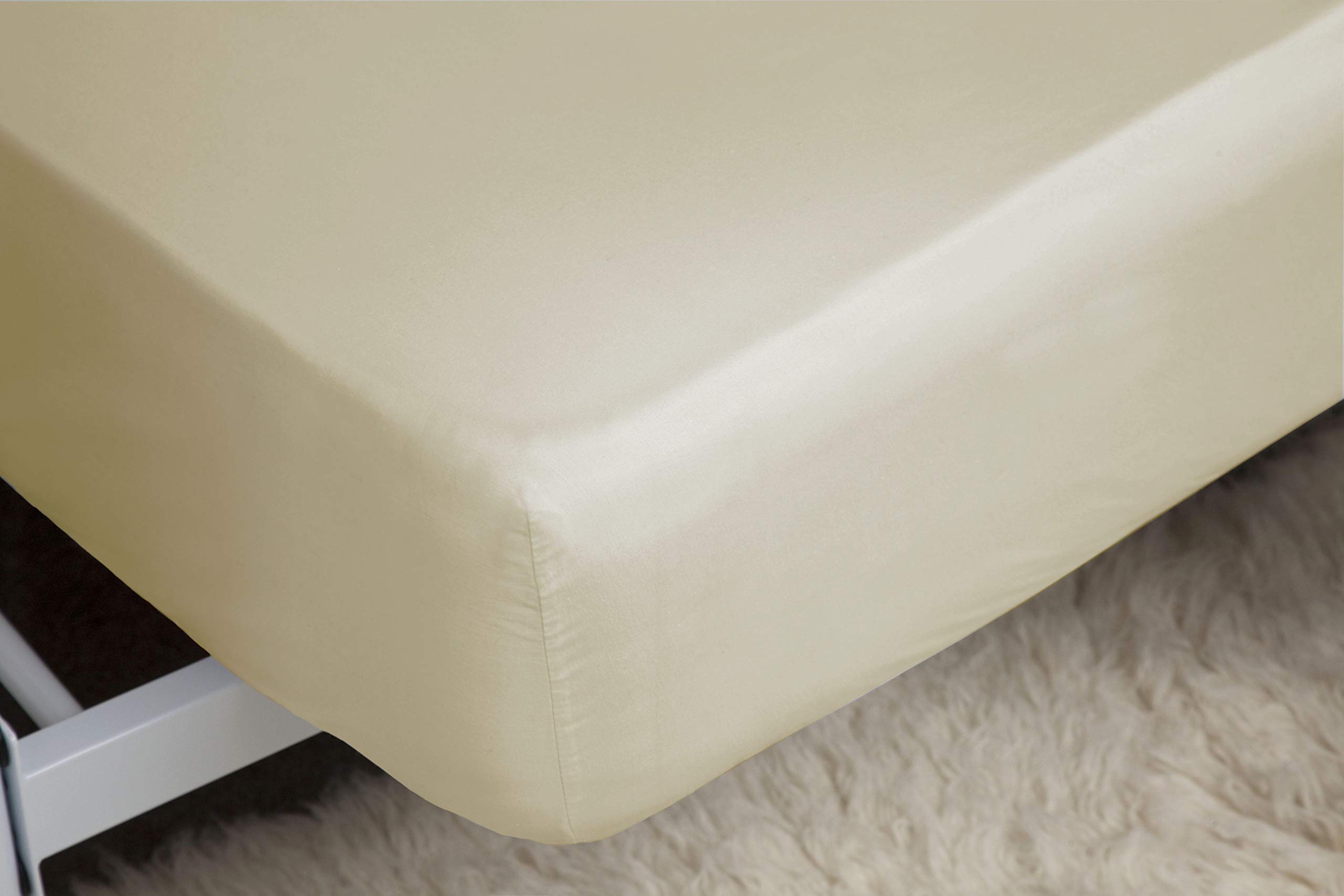 Belledorm Cream Extra Deep Fitted Sheet, 200 Thread Count Percale (Super King) 38Cm Depth (15 Inch Extra Deep)