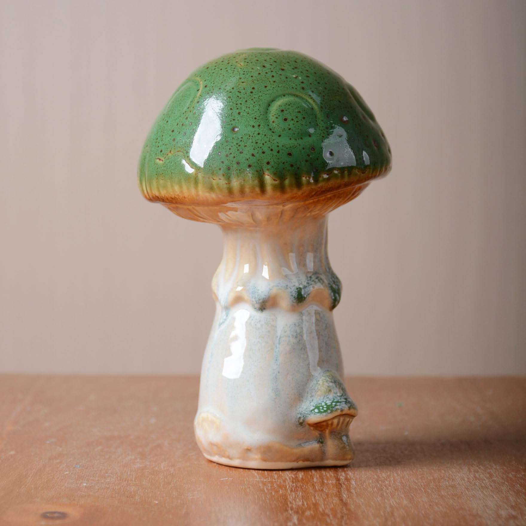 SEINHIJO Statua Decorativa Funghi Scultura Giardino Figurine Moderna Arts Regalo Ceramica Statuetta per Patio Cortile 17cm