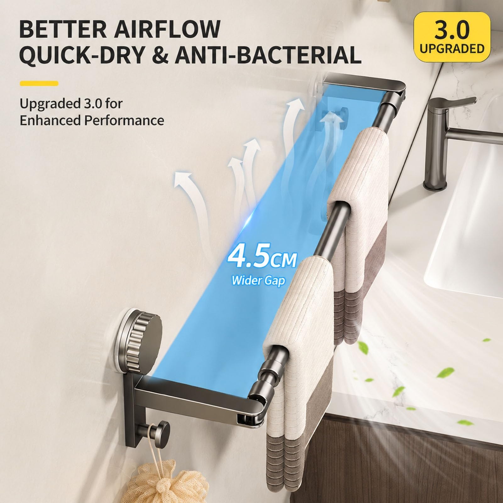 Barra Cortinas Extensible, Barra Ducha Extensible | Ajustable de 36 a 139 Cm, Acero Al Carbono, Sin Necesidad de Taladrar, Ventosa Antideslizante(Black,75-139cm/30-55in)