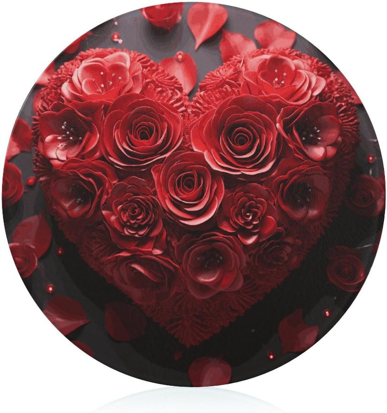 Red Rose Love Heart Tempered Glass Cutting Boards for Kitchen