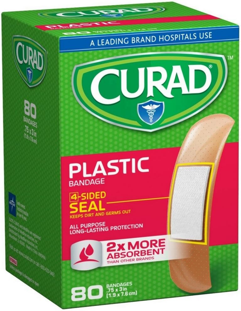 Curad Plastic Bandages .75 X 3 Inches 80 Each (Pack of 6)