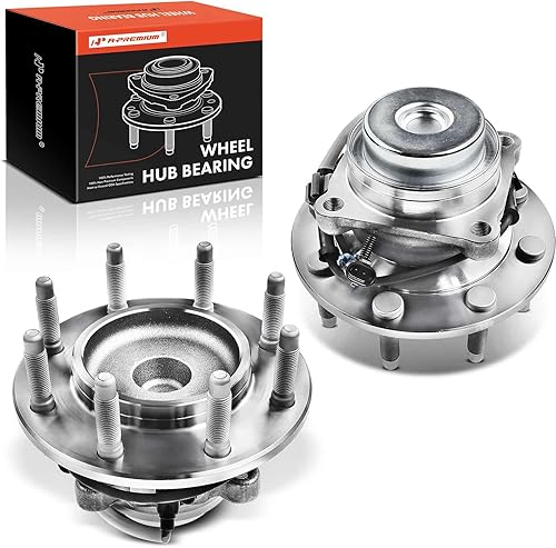 A-Premium 2 rodamientos de rueda delantera y conjunto de cubo con ABS y 8 lengüetas compatibles con Chevrolet y GMC - 2003-2017 - Express