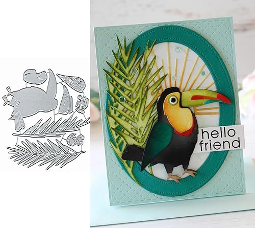 Suds&WH Troqueles de metal de Bird Feathered Friends, troqueles de corte de hojas de pino de Navidad para invitaciones de bricolaje, álbumes de