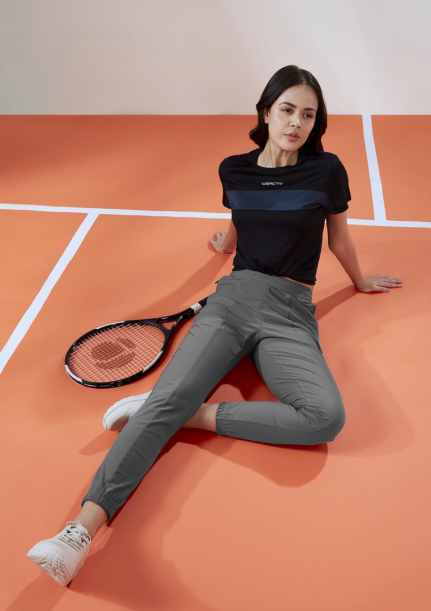 TECHNOSPORT Women Mid Rise Regular Fit Jogger for Gym, Workout & Sports - (WPW135IRG_Iron Grey_M) - Image 4 thumbnail