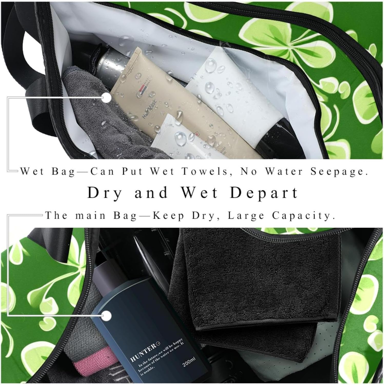 Gym Bags for Women,Duffle Bag for Travel,Floral Green Leaf,Gym Bag for Men