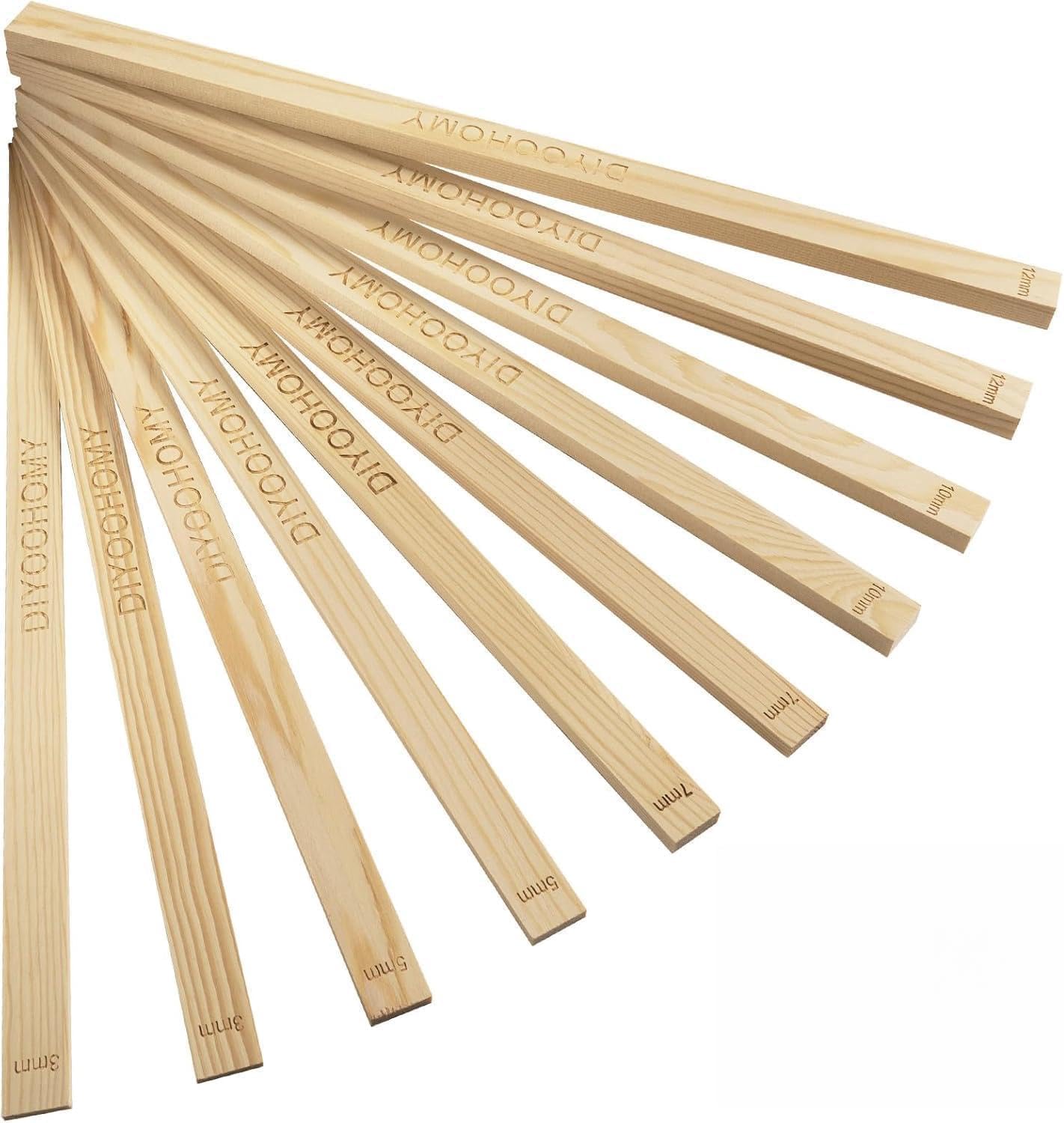 DIYOOHOMY 10 Pcs 17" L Rolling Pin Guides for Dough, Pizza, Bread, Pastry Thickness, Polymer Clay Tools, Wooden Slab Roller for Clay Machine, Clay Rolling Pin Depth Guide for Pottery Ceramics Supplies
